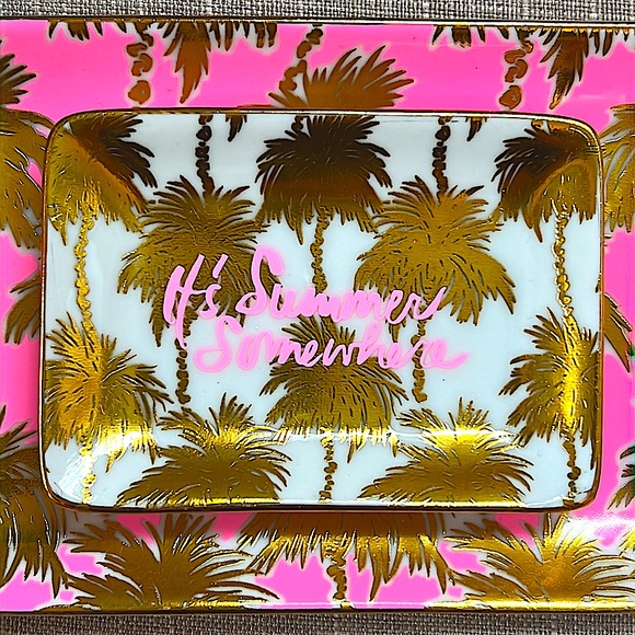 Lilly Pulitzer Set/2 Ceramic Trinket Trays NEW - Picture 2 of 5